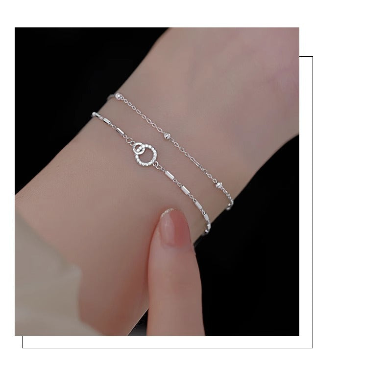 Double Layer Stacked Interlocking Bracelet for Women