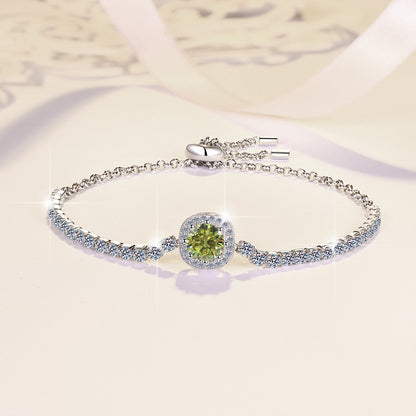 S925 Sterling Silver Bracelet for Women, Colorful Moissanite Star Bracelet