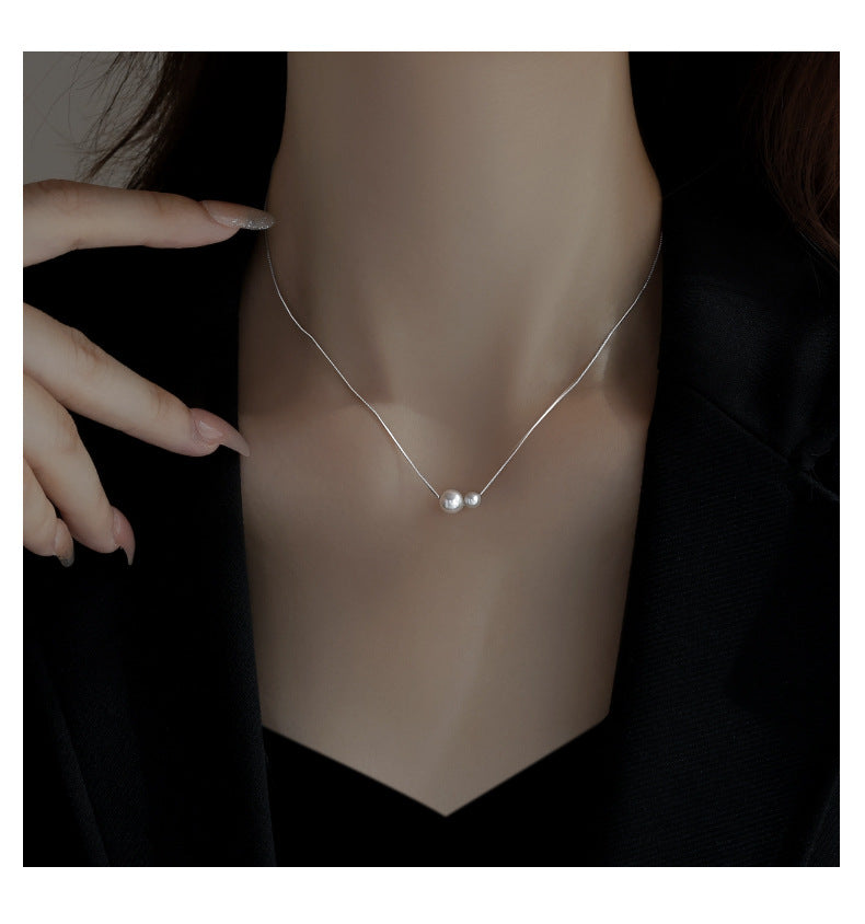 Two Pearl Necklace for Women Fashion Simple Light Luxury Niche Design