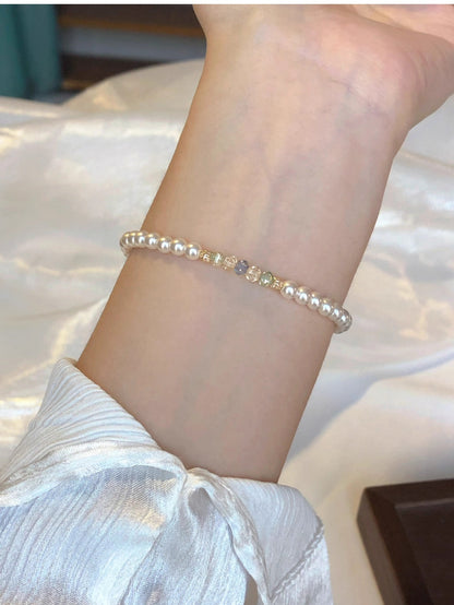 Pearl Colorful Czech Bead Patchwork Bracelet for Women