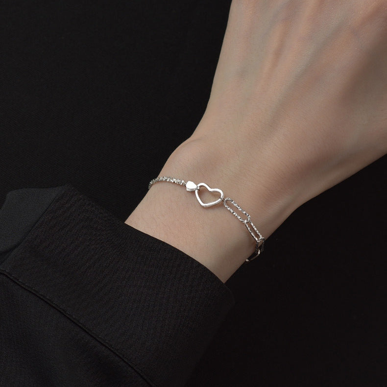 Gypsophila Cube Heart Stitching Bracelet for Women