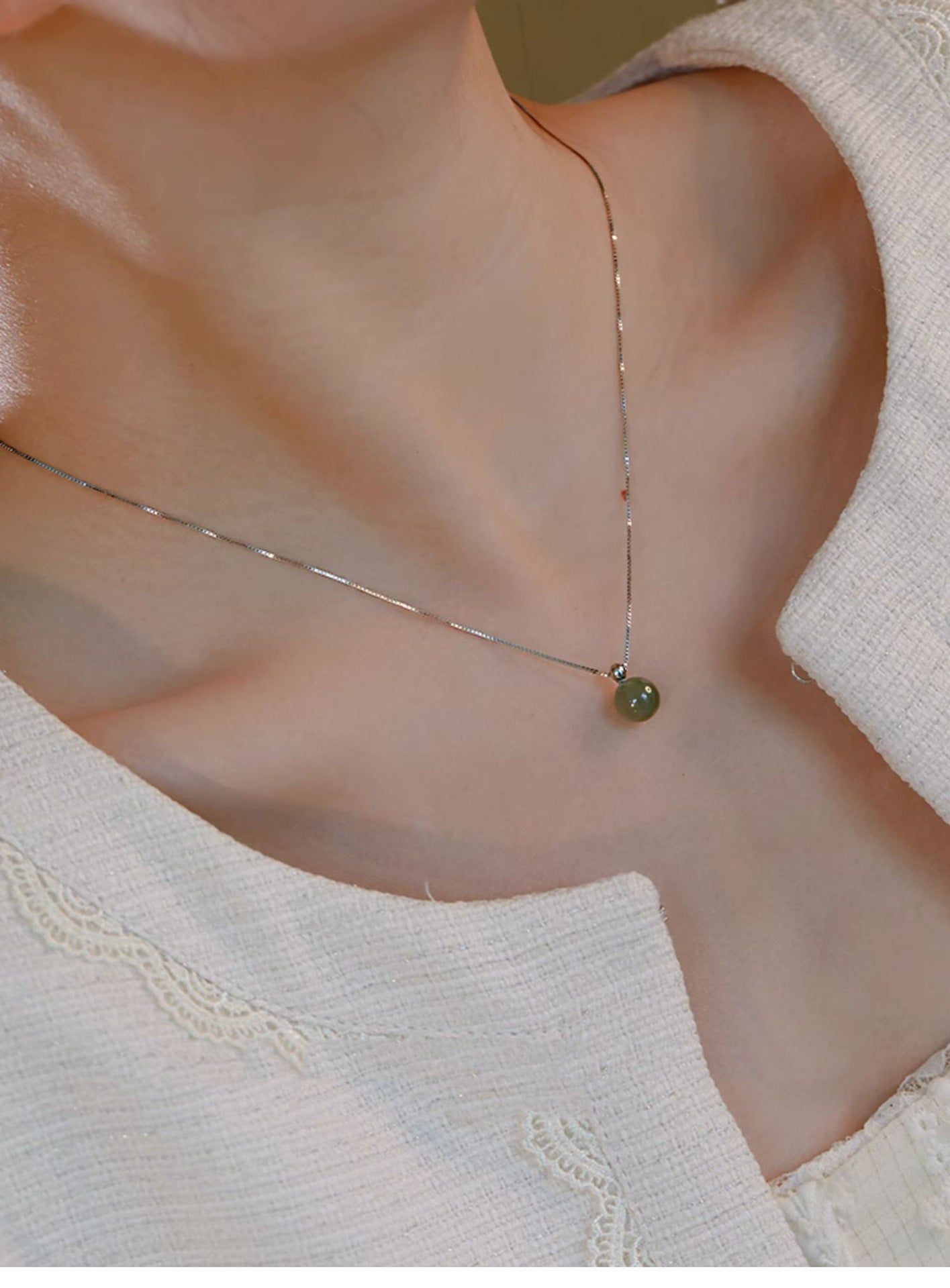 Lake Green Hetian Jade Necklace for Women