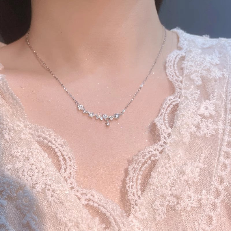 Full Diamond Galaxy Smile Shooting Star Necklace for Women