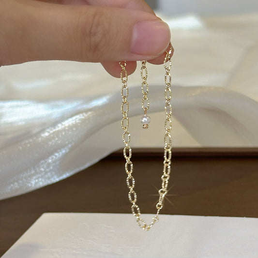 Plain Circle Sparkling Lace Pearl Bracelet for Women
