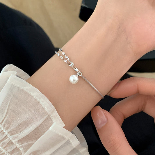 Double Layer Spliced Pearl Bracelet for Women