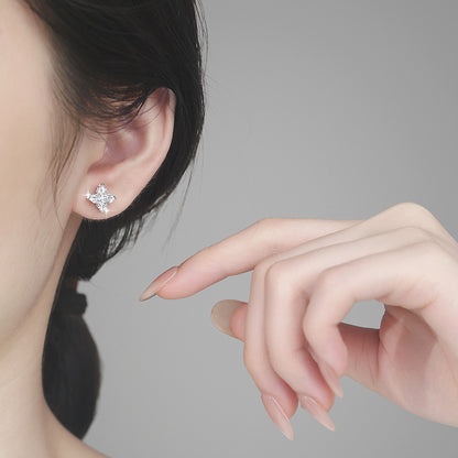 Four-leaf Clover Earrings High-end Sense of Flower-shaped Irregular lv Star Moissanite Earrings s925 Sterling Silver Ear Jewelry