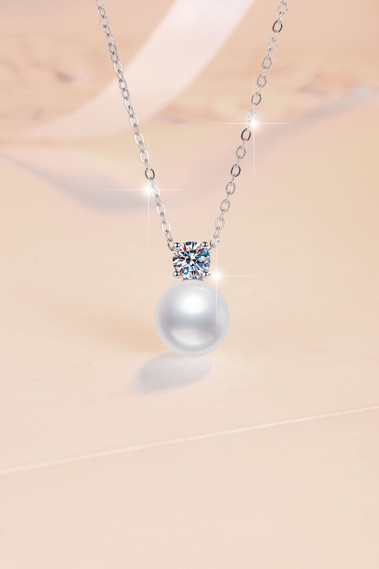 Summer New Freshwater Pearl Simple Korean Version Moissanite Collarbone Chain Factory Source S925 Sterling Silver Necklace Wholesale