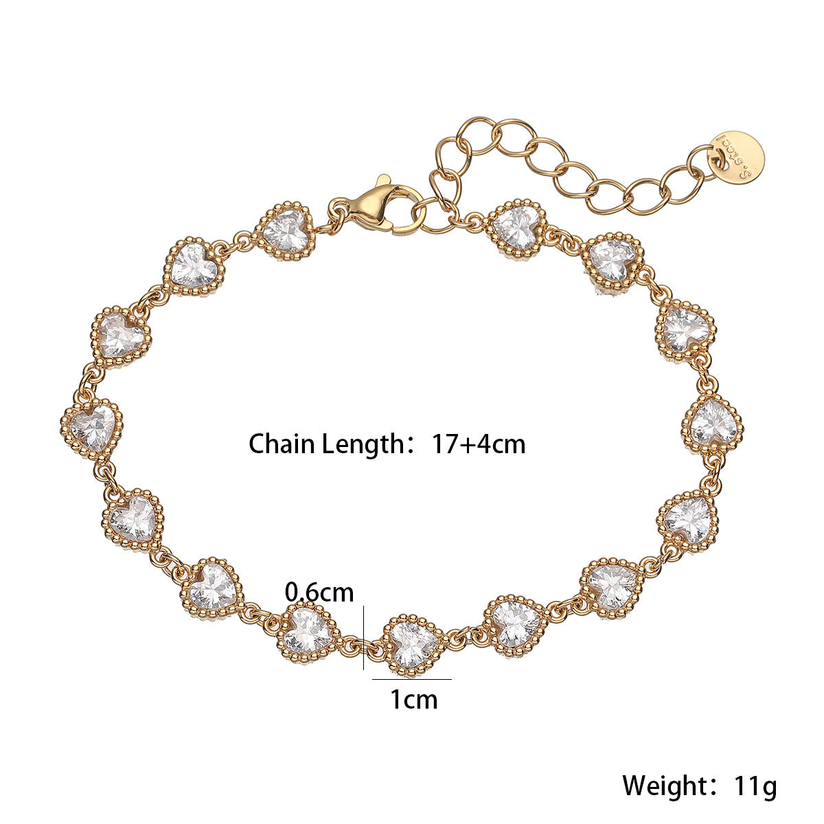 Niche High-End Versatile Fashionable Luxury Heart Zircon Stainless Steel Bracelet for Women