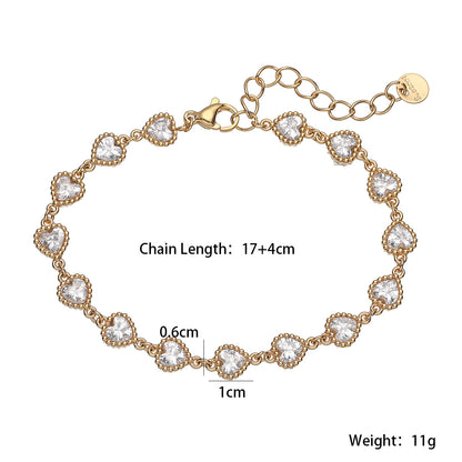 Niche High-End Versatile Fashionable Luxury Heart Zircon Stainless Steel Bracelet for Women