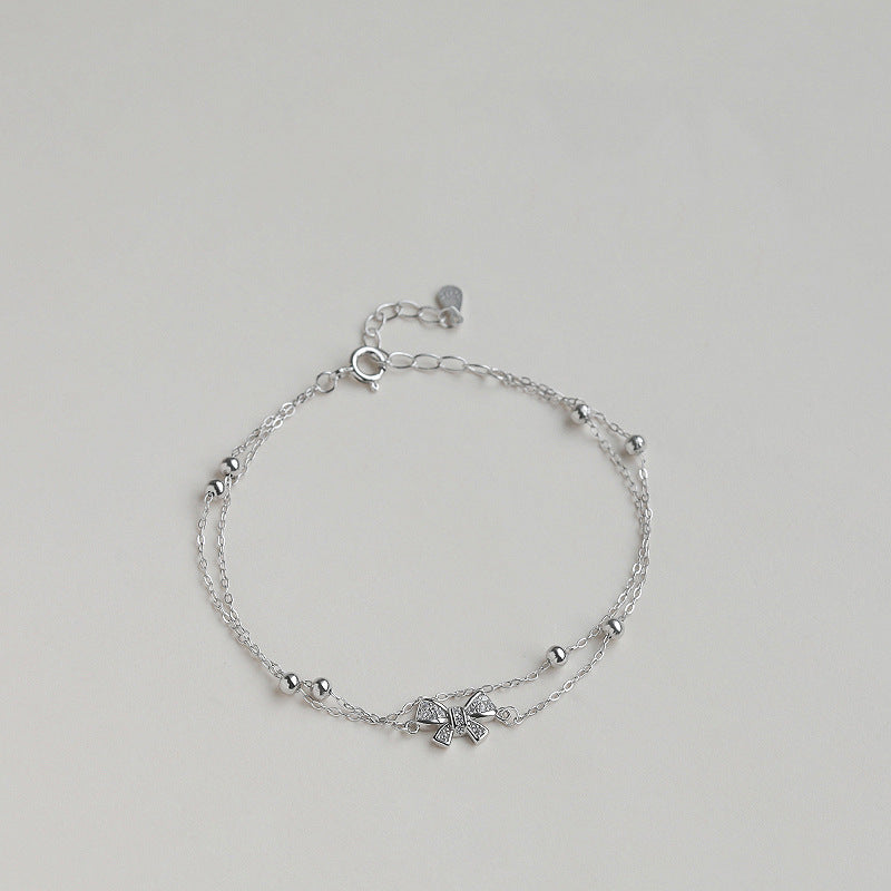 Butterfly Knot Double Layer Bracelet for Women, Ins Style