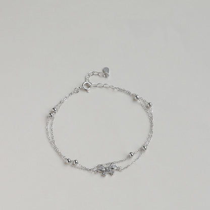 Butterfly Knot Double Layer Bracelet for Women, Ins Style