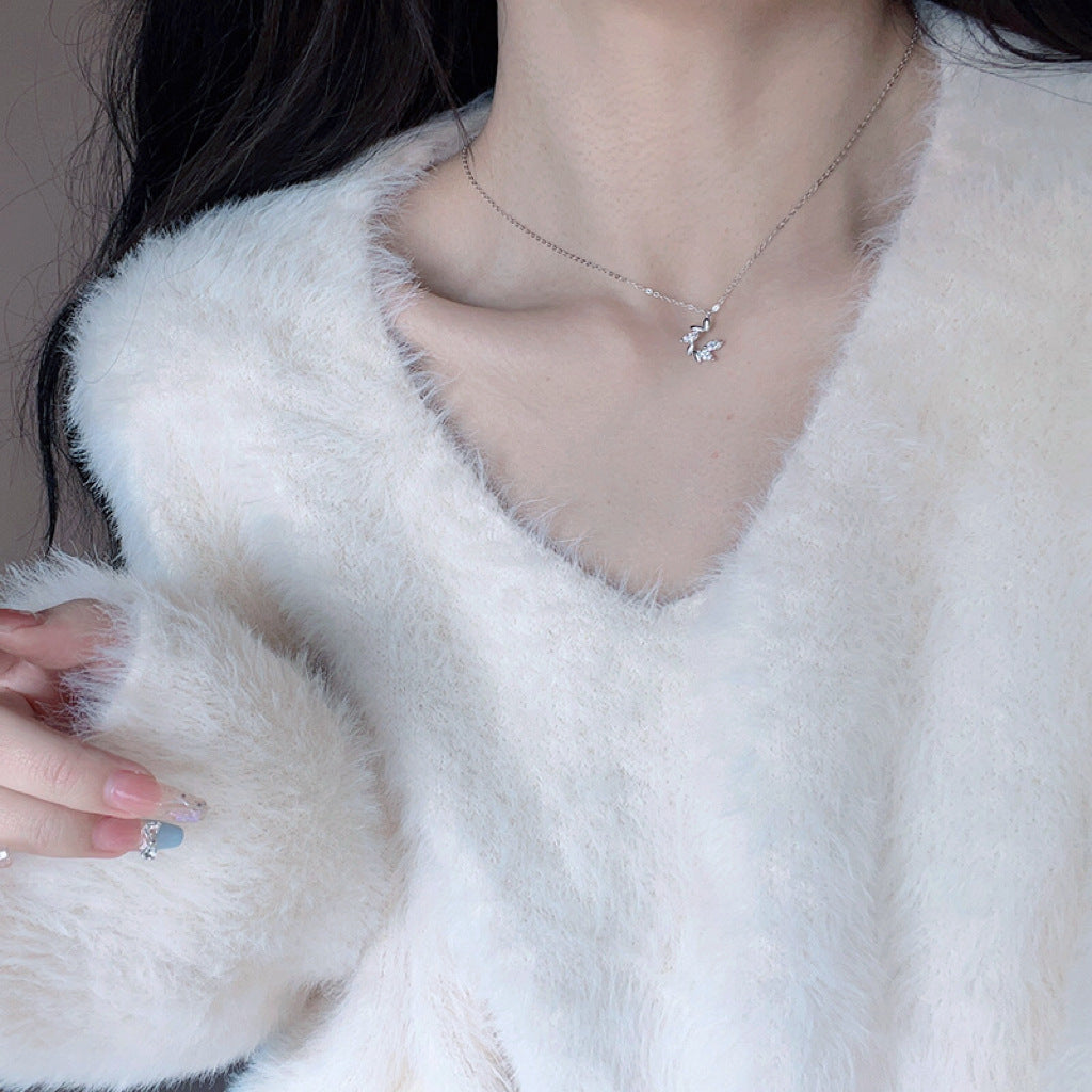 Little Prince Zircon Wheat Spike Necklace for Women
