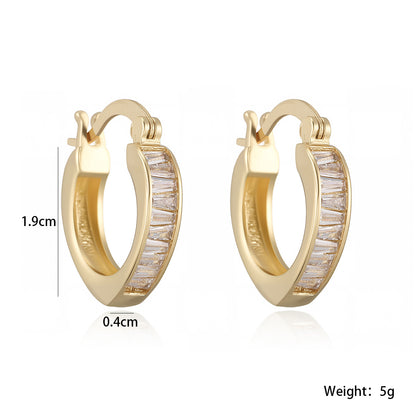 18K Gold Plated Copper Zircon Earrings for Women INS Internet Celebrity Personality Versatile Earrings New