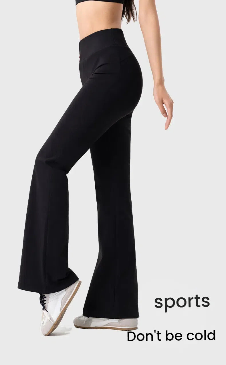 Plus Fleece Yoga Pants Bell Bottom Warm Insulated Autumn Winter Wear Slim Fit Flared Pilates Exercise Leisure Trousers Bootcut