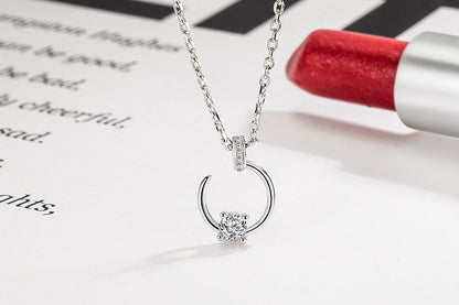 Sparkling Diamond Moon Necklace for Women