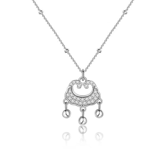 Full Diamond Bell Peace Lock Chain for Women