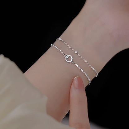 Double Layer Stacked Interlocking Bracelet for Women