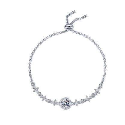 s925Sterling Silver Bracelet Adjustable Push-Pull Beads High-End Fashion Jewelry Manufacturer Wholesale Moissanite Women's Jewelry Cross-Border