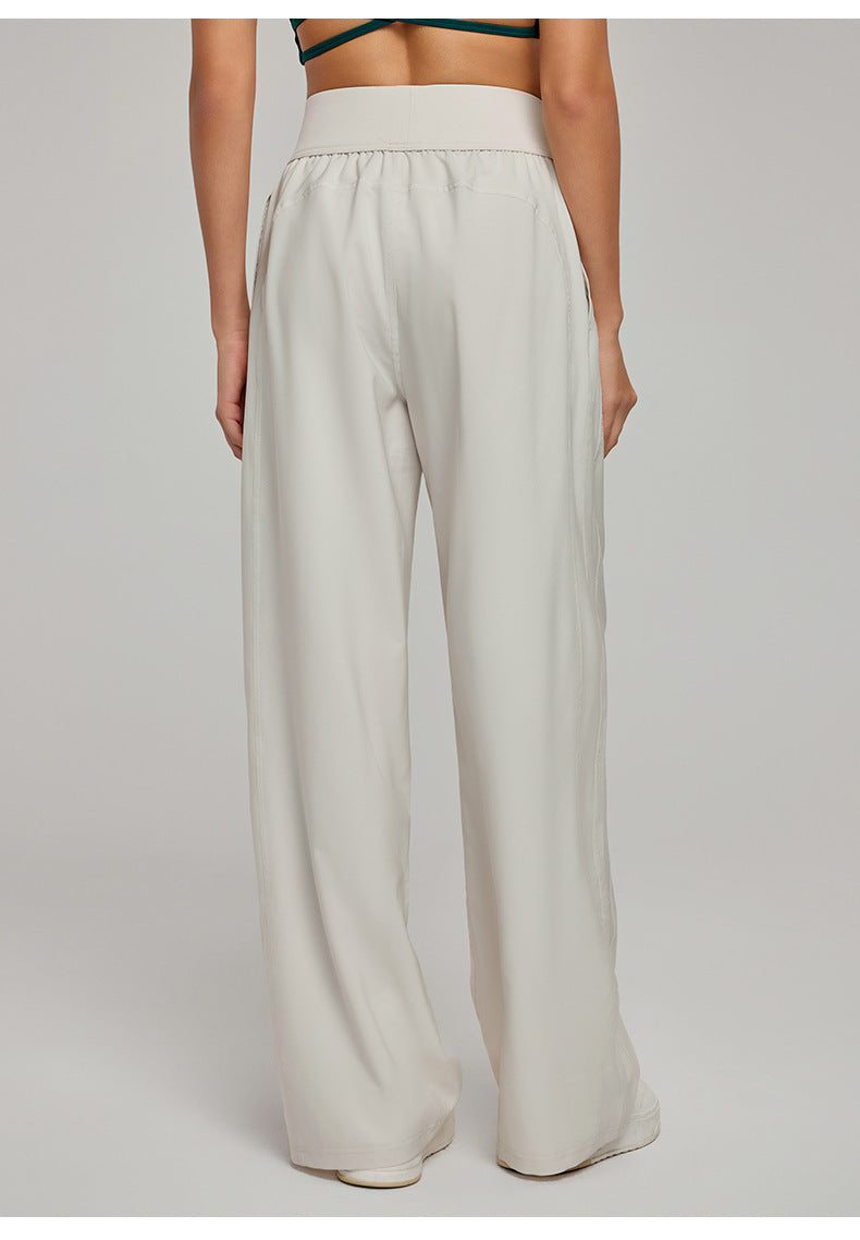 Spring Summer Straight Wide Leg Pants Women's High Waist Slimming Sports Trousers Breathable Draping Loose Casual Yoga Pants