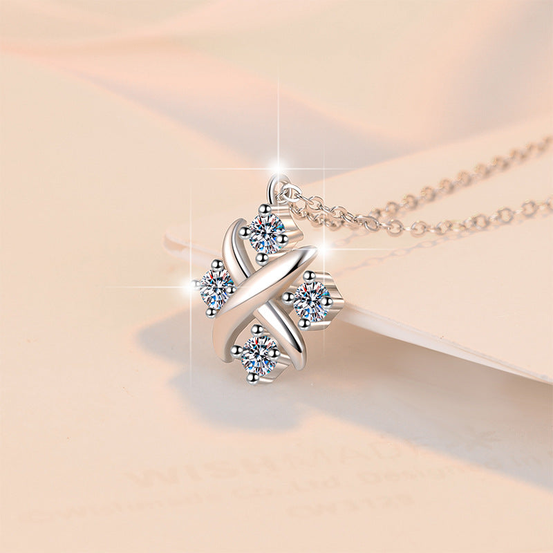 New 925 Sterling Silver Necklace Cross Small Gold Plated Pt950 High-end Light Luxury Collarbone Chain