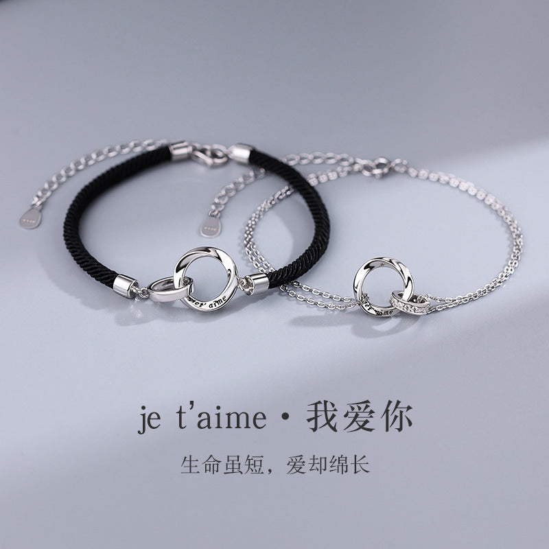 French I Love You Mobius Couple Bracelet for Men and Women