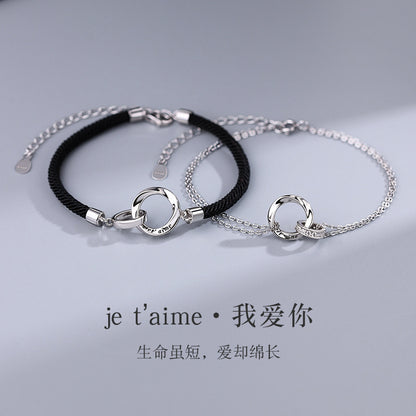French I Love You Mobius Couple Bracelet for Men and Women