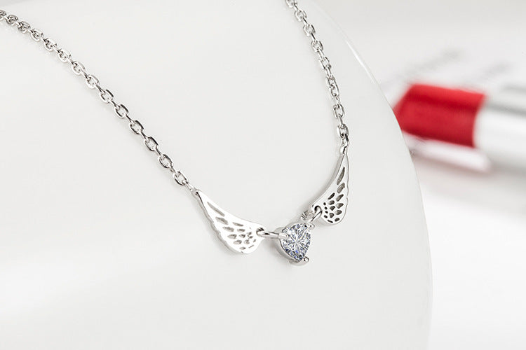 Angel Wings Heart-Shaped Necklace for Women