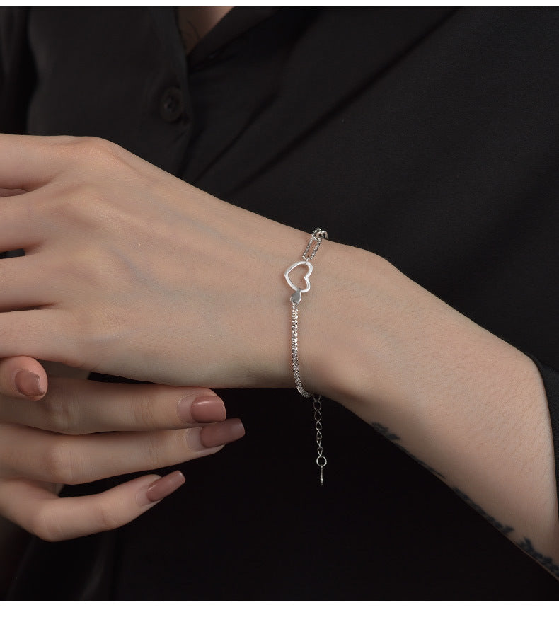 Gypsophila Cube Heart Stitching Bracelet for Women