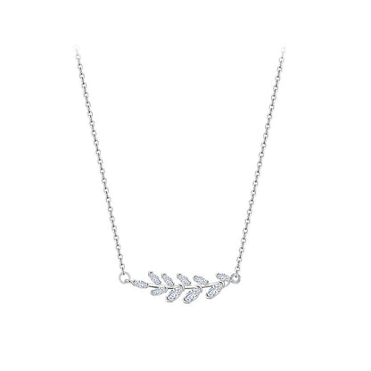 Leaf Sparkling Diamond Wheat Spike Necklace for Women