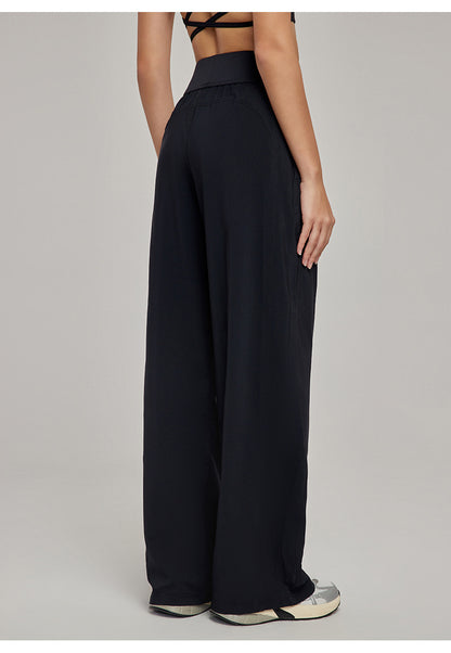 Spring Summer Straight Wide Leg Pants Women's High Waist Slimming Sports Trousers Breathable Draping Loose Casual Yoga Pants