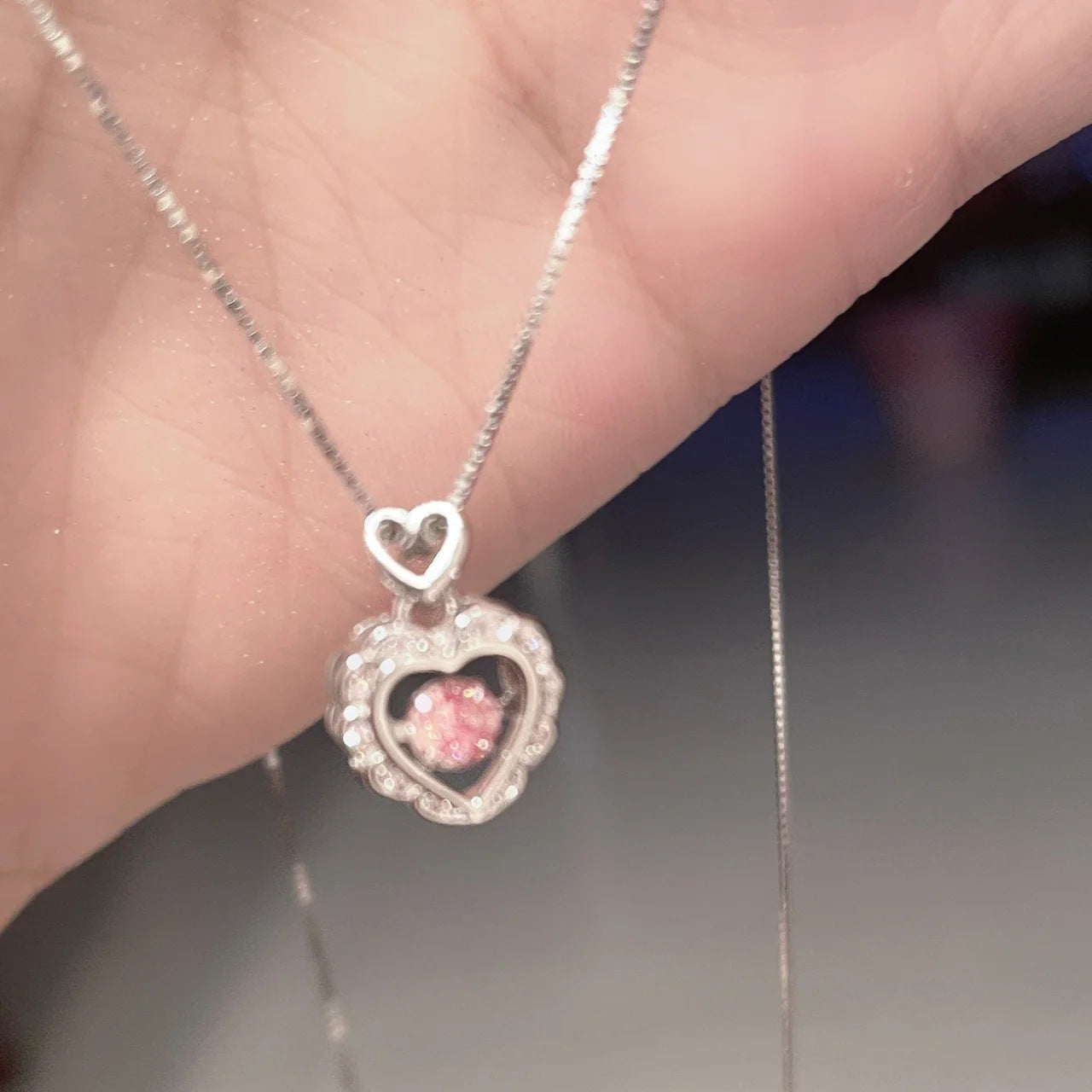 Smart Pink Diamond Heart Necklace for Women Wholesale