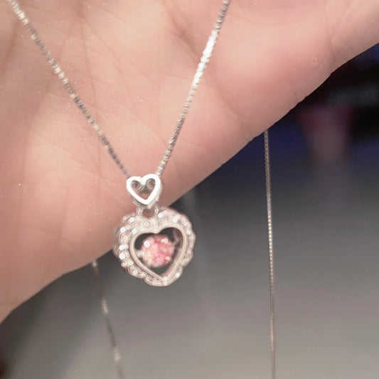 Smart Pink Diamond Heart Necklace for Women Wholesale