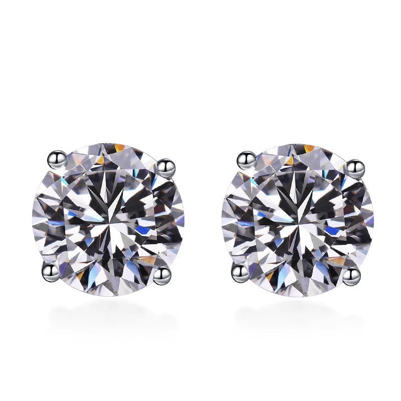 S925 Sterling Silver Fashion Simple Classic Four-Prong Earrings Moissanite Stud Earrings for Women