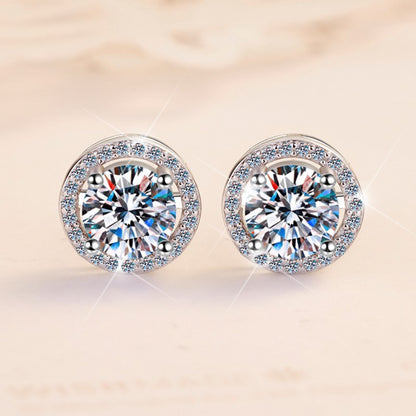 S925 Sterling Silver Women's Earrings 50 Points/1 Carat Round Bag Style Earrings Moissanite Jewelry