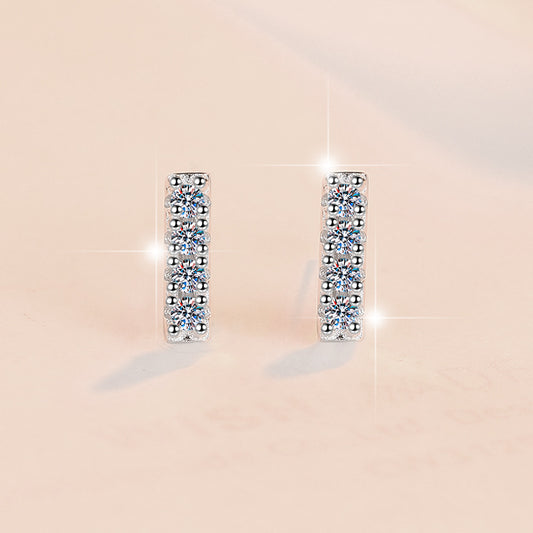 925 Sterling Silver Earrings Fashion Ins Style New Korean and Japanese Simple Versatile Niche Moissanite Jewelry