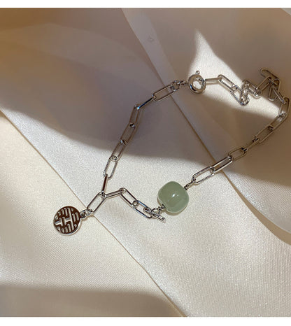 Transshipment Bead Jade Double Happiness Bracelet for Women