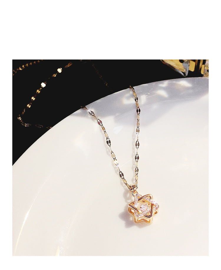 Beating Heart Heartbeat Hexagram Necklace for Women