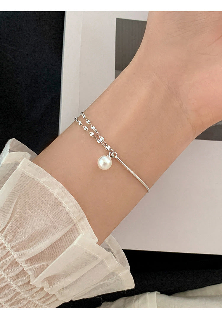 Double Layer Spliced Pearl Bracelet for Women