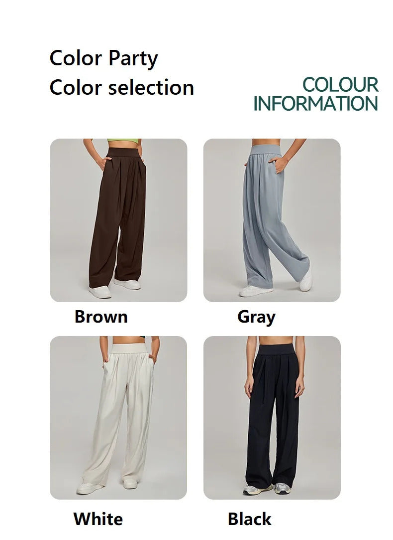 Spring Summer Straight Wide Leg Pants Women's High Waist Slimming Sports Trousers Breathable Draping Loose Casual Yoga Pants
