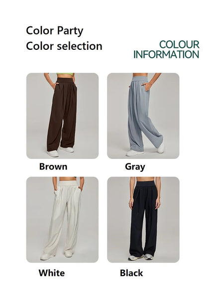 Spring Summer Straight Wide Leg Pants Women's High Waist Slimming Sports Trousers Breathable Draping Loose Casual Yoga Pants