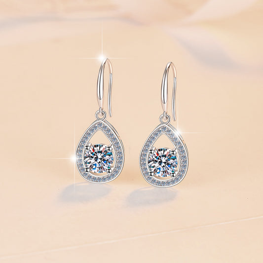 1 Carat Earrings with High-End Feel, Round Cut Moissanite 925 Silver Stud Earrings for Women