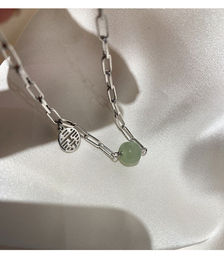 Transshipment Bead Jade Double Happiness Bracelet for Women