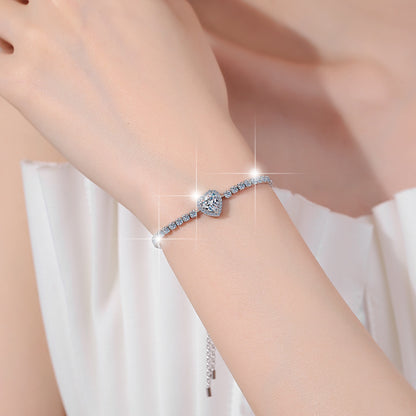 Moissanite Bracelet Heart-Shaped Moissanite Fashion Starry Sky S925 Sterling Silver Jewelry