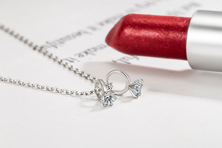 Creative Diamond Ring Necklace for Women Elegant and Simple