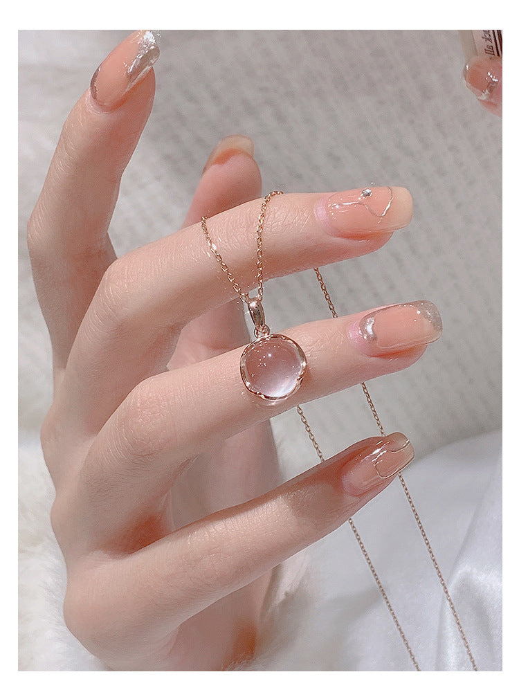 Cherry Blossom Pink Crystal Necklace for Women
