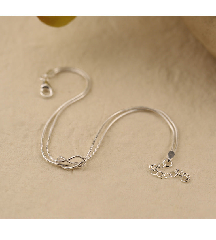 Knotted Double Layer Snake Bone Bracelet for Women