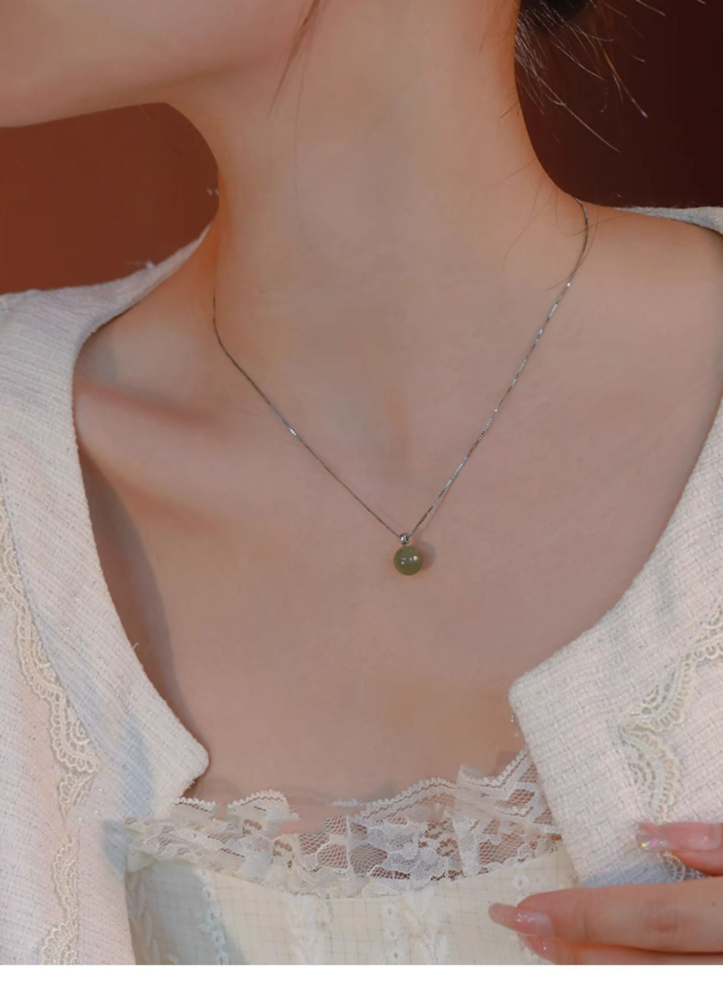 Lake Green Hetian Jade Necklace for Women