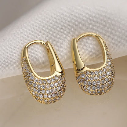 18K Gold Plated Copper Zircon Earrings for Women INS Internet Celebrity Personality Versatile Earrings New