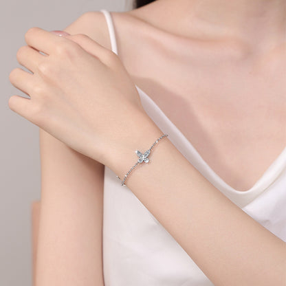 S925 Sterling Silver Butterfly Bracelet for Women High Version Versatile Fine Jewelry Moissanite Hand Accessory