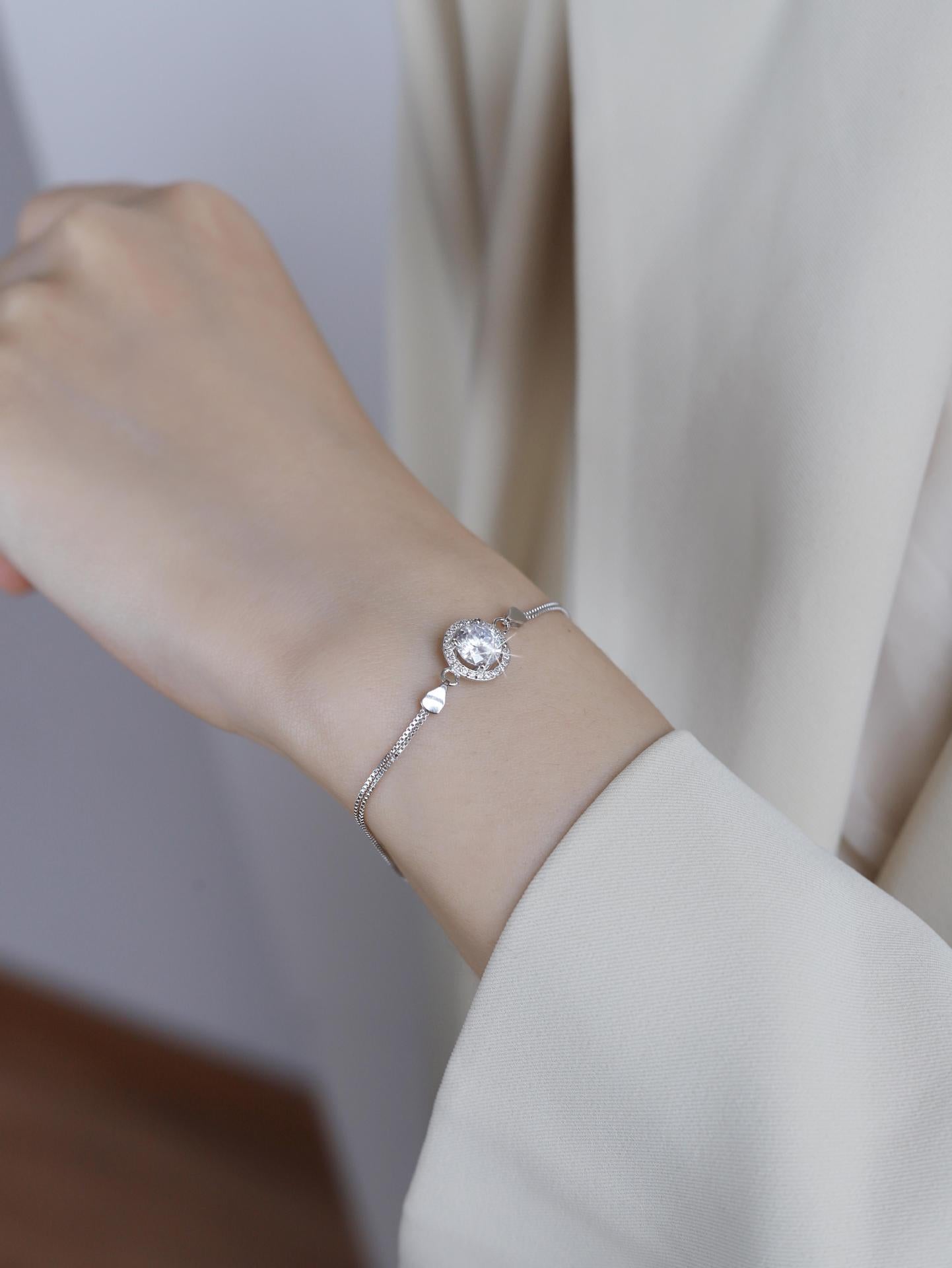 s925Sterling Silver Bracelet1Carat Plated pt950Fashion Versatile Jewelry Manufacturer Cross-Border Moissanite Hand Jewelry Wholesale